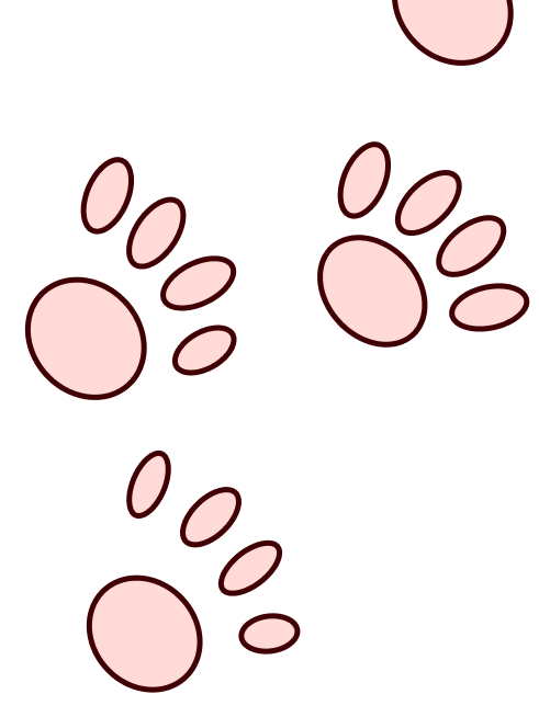 three pink paw prints going across the background of the page