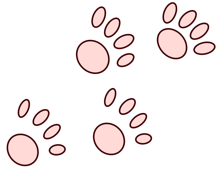 three pink paw prints going across the background of the page